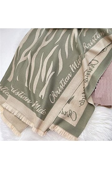 RFEGEF Femme Écharpe Pashmina,Dames Écharpes Et Châles Mode Vert Lettres De Couture Jacquard Réversible Longues Et Douces Éch