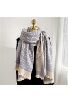 RFEGEF Femme Écharpe Pashmina,Dames Écharpes Et Châles Mode Bleu Lignes Géométriques Jacquard Réversibles Longues Et Douces É