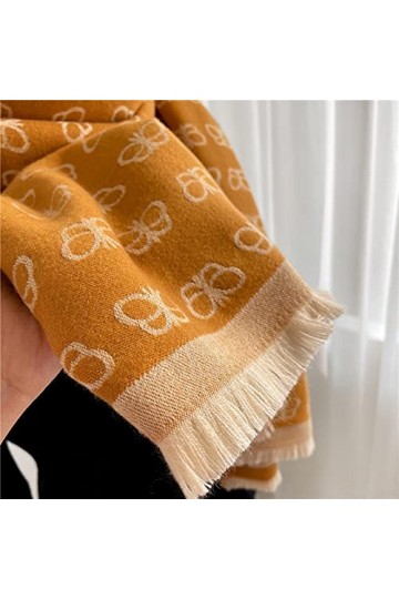 RFEGEF Femme Écharpe Pashmina,Dames Écharpes Et Châles Mode Curcuma Motif Papillon Jacquard Réversible Longues Et Douces Écha