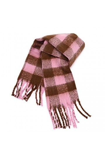 TOBILE Écharpe Femmes Classiques Écharpe À Plaid en Noir Et Blanc-Pink,200 * 44 Cm