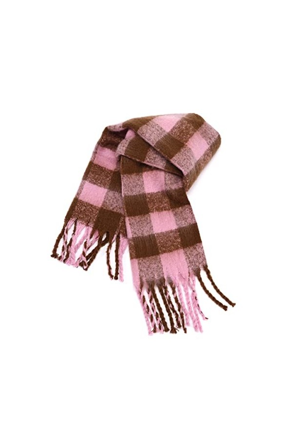 TOBILE Écharpe Femmes Classiques Écharpe À Plaid en Noir Et Blanc-Pink,200 * 44 Cm