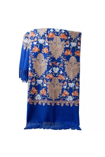 GFM® Châle pashmina en laine à texture cachemire brodée – Automne-Hiver – Saint Valentin, fête des mères, Noël EMBSHL-A , 3 