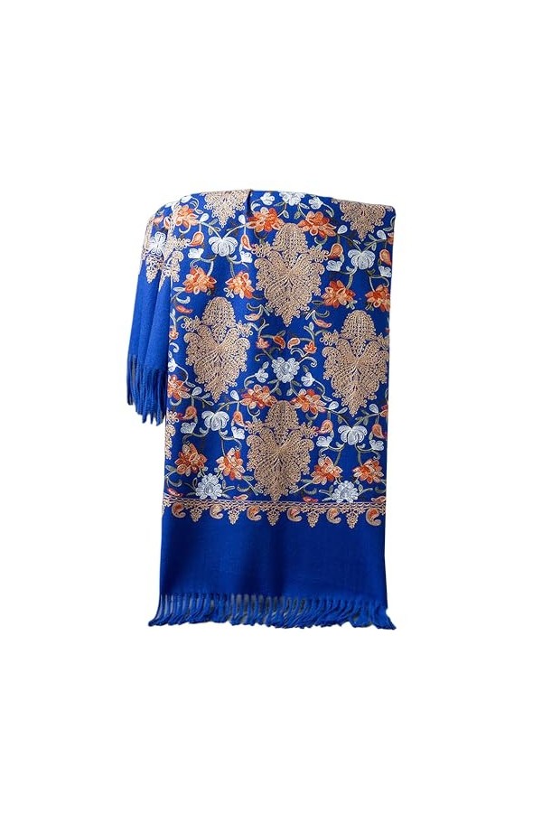 GFM® Châle pashmina en laine à texture cachemire brodée – Automne-Hiver – Saint Valentin, fête des mères, Noël EMBSHL-A , 3 