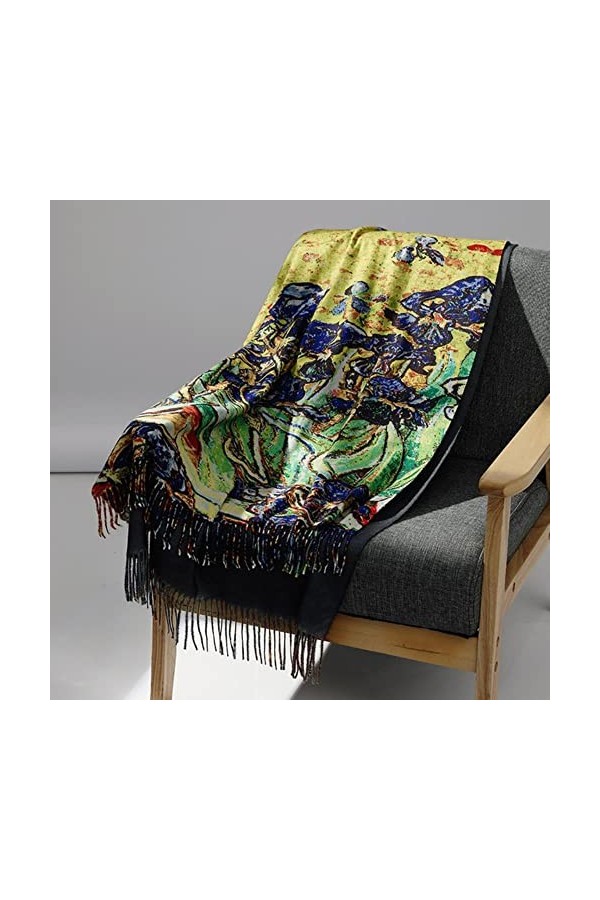 Modis Peinture Cachemire Écharpe pour Femmes Chaud Hiver Pashmina Imprimé Châle Foulard Femme Couverture Foulards Wraps