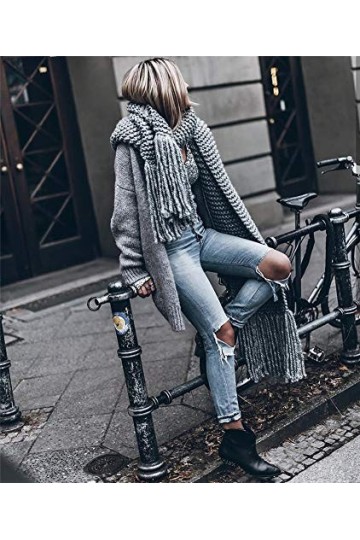 Snhpk Écharpe Chaude en Automne Et en Hiver, Motif De Tricot pour Femme, Couleur Pure, Col en Hiver, Écharpe Chaude pour Glan