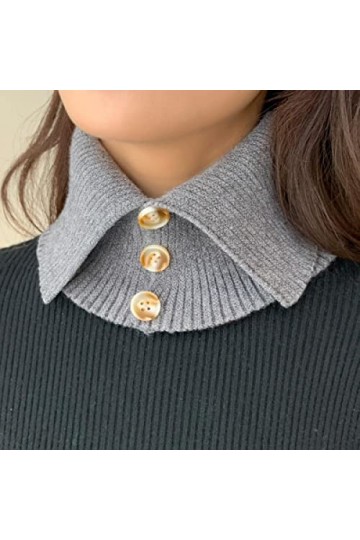 Foulard Femme Echarpe Homme Châle Mode Laine Tricot Coupe Écharpe Hiver Épais Élastique Bouton Doux Faux Col Cou Garde Écharp