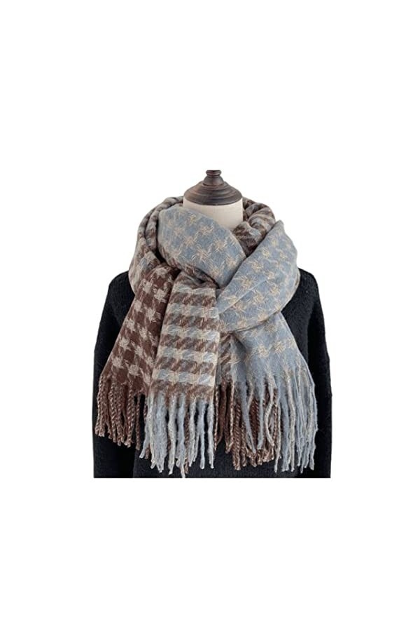 Bysonglezai Couture d’Hiver Echarpe décontractée Femmes Châles frangésDame Automne Mode Chaud Épais Wraps 200cm Café