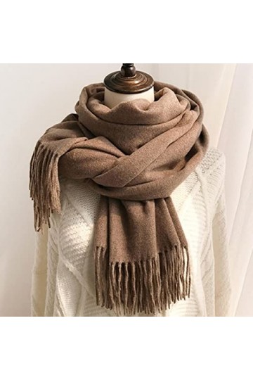 Secuos Nouveau Cachemire comme Écharpe Femmes Hiver Écharpe en Laine De Couleur Unie pour Chaud Style Coréen Frange Grand Châ