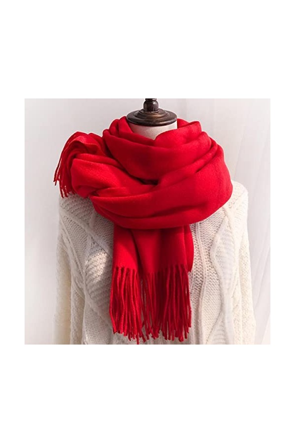 Secuos Nouveau Cachemire comme Écharpe Femmes Hiver Écharpe en Laine De Couleur Unie pour Chaud Style Coréen Frange Grand Châ