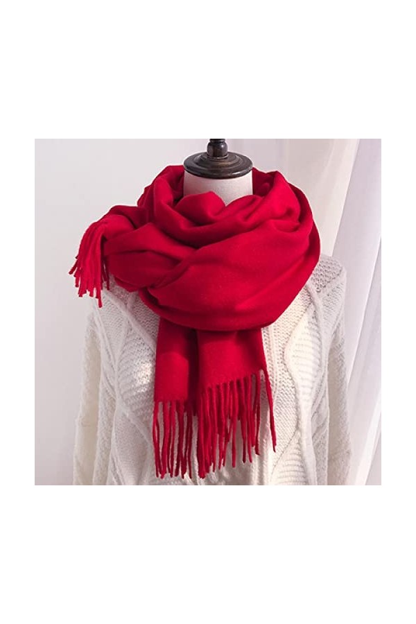 Secuos Nouveau Cachemire comme Écharpe Femmes Hiver Écharpe en Laine De Couleur Unie pour Chaud Style Coréen Frange Grand Châ