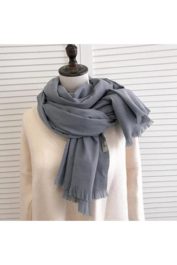 Nouveau Hiver Chaud Solide Double-Face Doux Femmes Cachemire Écharpes Châles Et Wraps Bandana Femme Foulard Gland Hommes Écha
