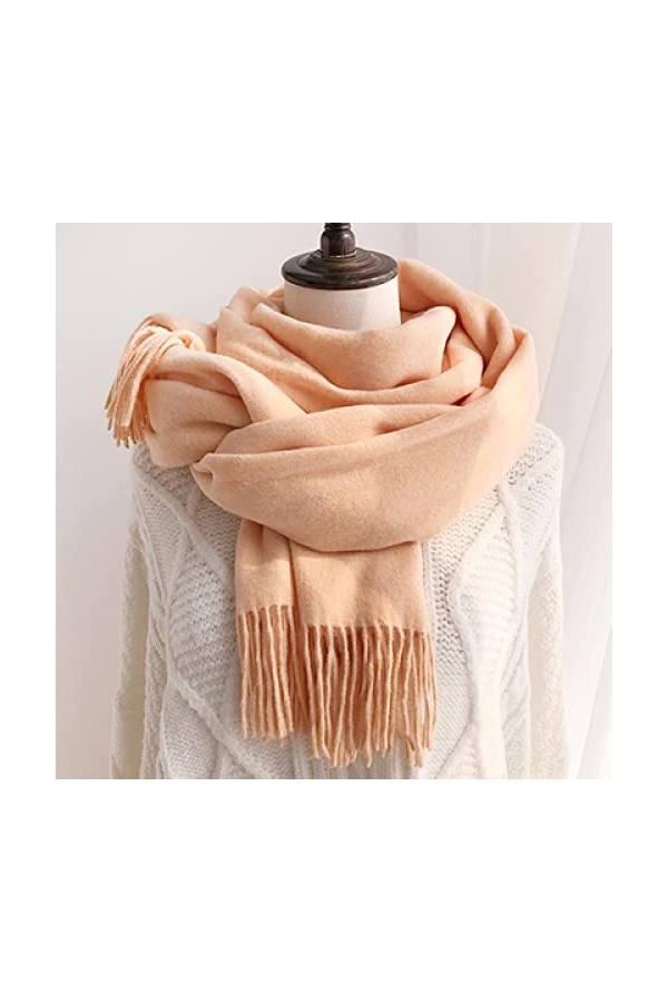 Secuos Nouveau Cachemire comme Écharpe Femmes Hiver Écharpe en Laine De Couleur Unie pour Chaud Style Coréen Frange Grand Châ