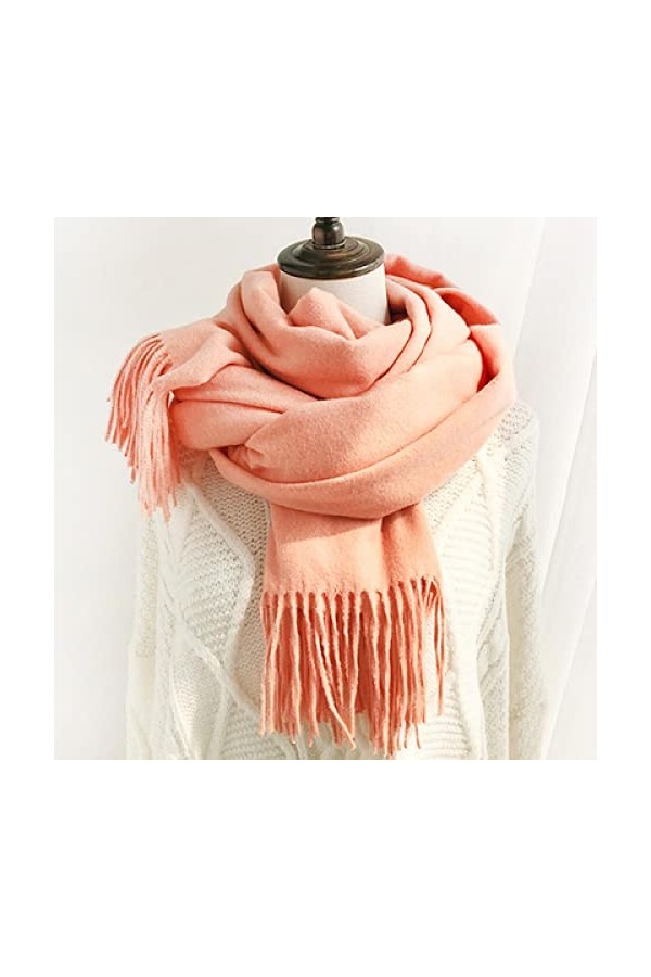 Secuos Nouveau Cachemire comme Écharpe Femmes Hiver Écharpe en Laine De Couleur Unie pour Chaud Style Coréen Frange Grand Châ