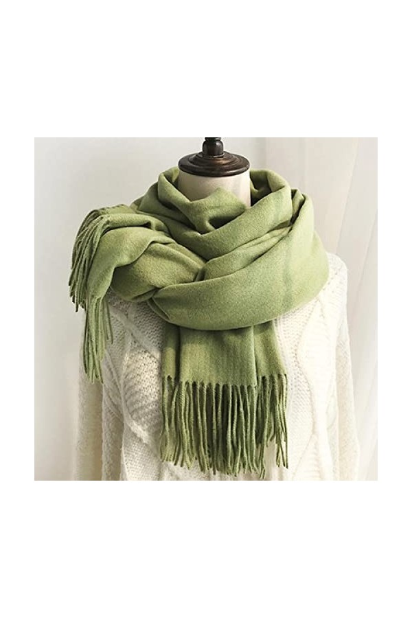 Secuos Nouveau Cachemire comme Écharpe Femmes Hiver Écharpe en Laine De Couleur Unie pour Chaud Style Coréen Frange Grand Châ