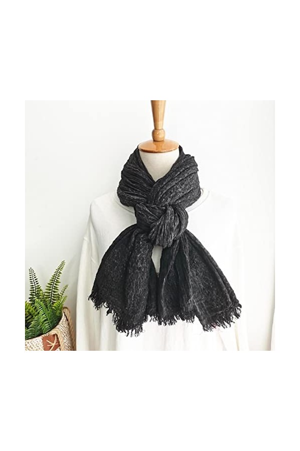 Secuos Nouveau Design Japonais Style Unisexe Hiver Écharpe Coton Plaine Couleur Unie Ong Femmes Écharpes Châle Vintage Chaud 