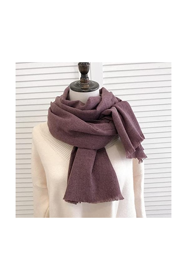 Secuos Écharpe Épaisse dautomne Et dhiver Couleur Pure Hommes Femmes Sauvages avec Gland Chaud Cachemire comme des Écharpes