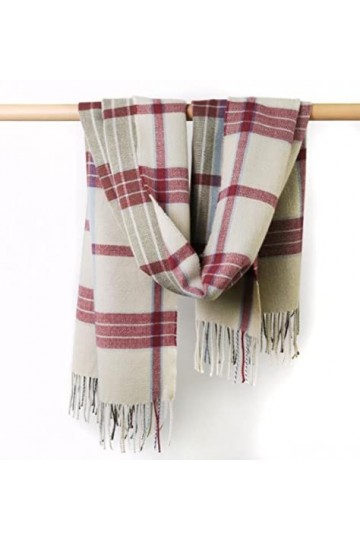 Foulard Femme Soie Cheveux pour De Hiver en Echarpe Écharpe À Carreaux pour Femmes Nouveau Rétro Épaississement Polyvalent Lo