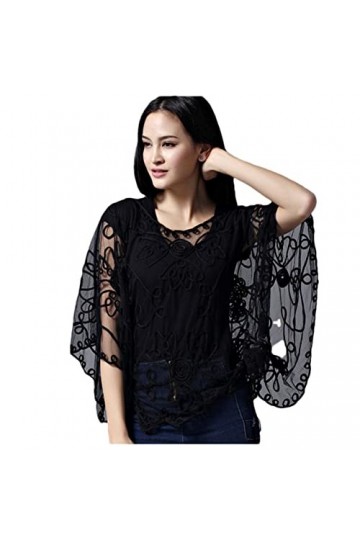 Youllyuu Cape vintage à paillettes et perles - Style années 1920, Dessus noir., taille unique