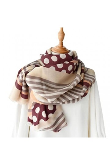 UKKO Echarpe Femme Pois Imprimés Et Rayures Écharpe Longues Foulards Fine Mode Décontracté Pashmina Bandana Dames Automne Hiv