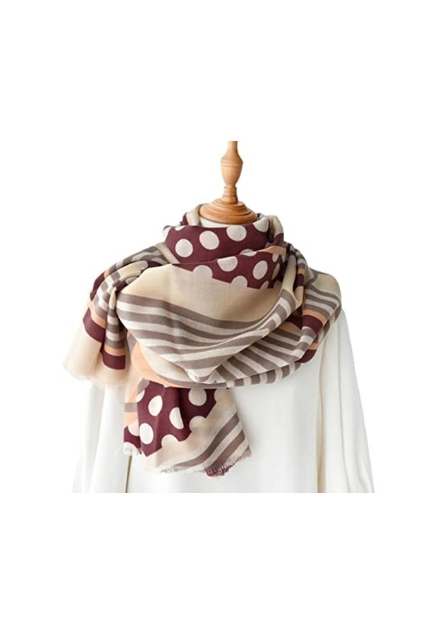 UKKO Echarpe Femme Pois Imprimés Et Rayures Écharpe Longues Foulards Fine Mode Décontracté Pashmina Bandana Dames Automne Hiv