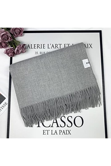 Écharpe Longue avec Gland Plus Chaud Hiver Mode Écharpe Cadeau De Luxe pour Femmes Dames Tricot Cachemire Pashmina Écharpe Gr