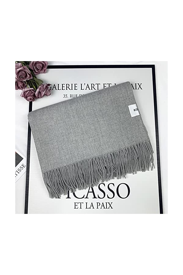 Écharpe Longue avec Gland Plus Chaud Hiver Mode Écharpe Cadeau De Luxe pour Femmes Dames Tricot Cachemire Pashmina Écharpe Gr