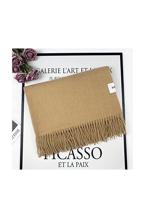 Écharpe Longue avec Gland Plus Chaud Hiver Mode Écharpe Cadeau De Luxe pour Femmes Dames Tricot Cachemire Pashmina Écharpe Gr