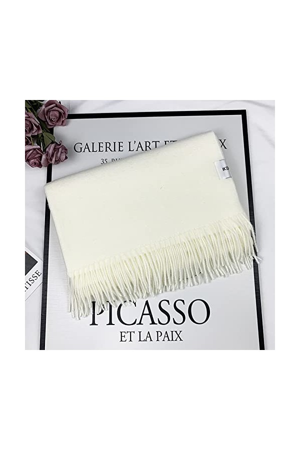 Écharpe Longue avec Gland Plus Chaud Hiver Mode Écharpe Cadeau De Luxe pour Femmes Dames Tricot Cachemire Pashmina Écharpe Gr