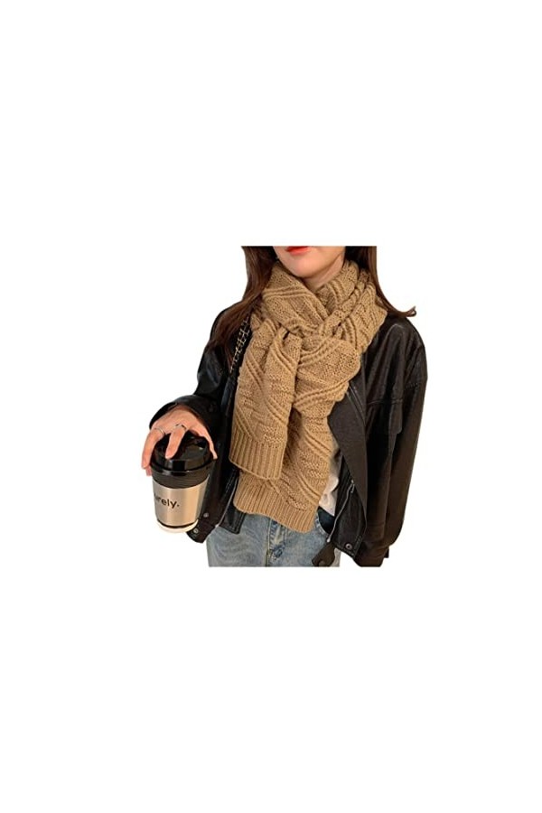 SERUMY Écharpes Tricotées Écharpe De Couleur Unie pour Femmes Châle Chaude Et Châch-3,One Size