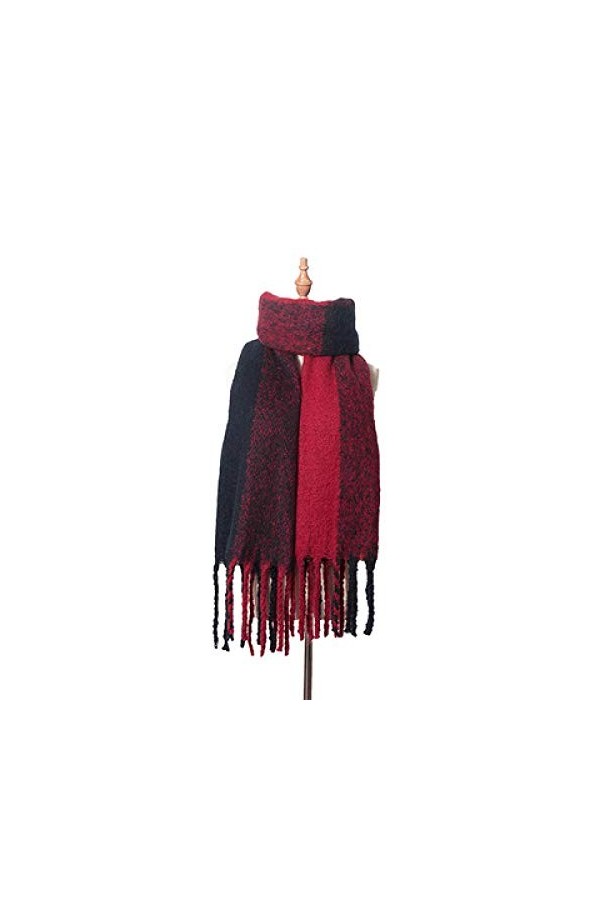 Foulard Echarpe Scarf Scarves Nouveau Mode Grossier Gland Écharpe À Carreaux Cercle Sable Rugueux Épaissir Écharpe À Carreaux