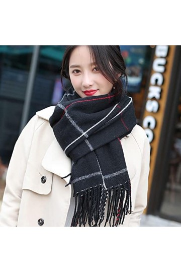 Secuos Nouvelle Écharpe À Glands comme Pashmina Hijabs Foulards Wraps Femmes Plaidimitation Cachemire Doux Épaissir Treillis 