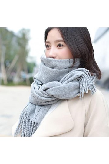 Secuos Écharpe À Glands comme Pashmina Hijabs Écharpes Wraps Femmes Plaidimitation Cachemire Doux Épaissir Treillis Long Châl