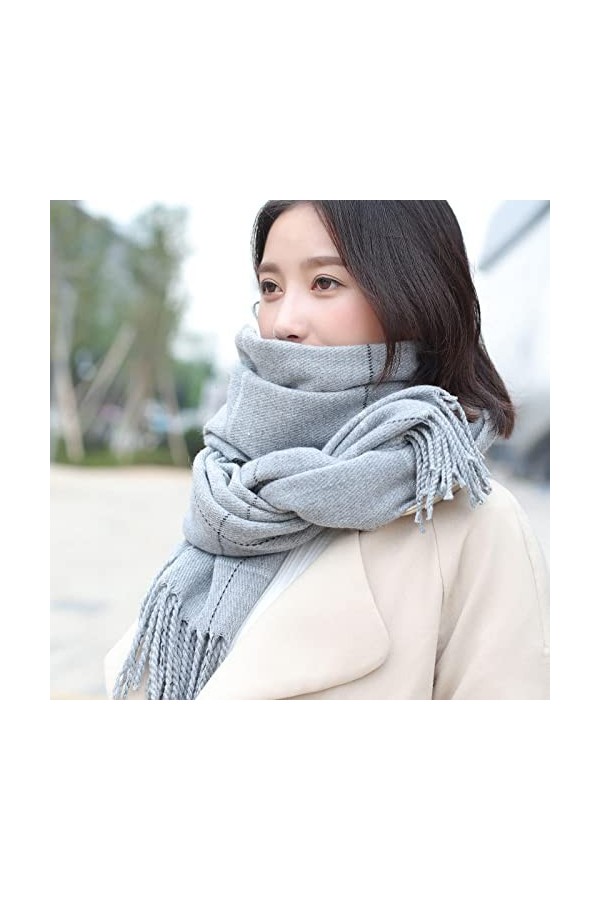 Secuos Écharpe À Glands comme Pashmina Hijabs Écharpes Wraps Femmes Plaidimitation Cachemire Doux Épaissir Treillis Long Châl