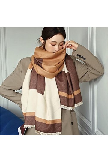 Bywenzai Foulard Conception Cachemire Hiver Écharpe Dame Pashmina Châles Enveloppes Couverture Épaisse Chaude&nbsp;&nbsp;&nbsp;Femme Double-