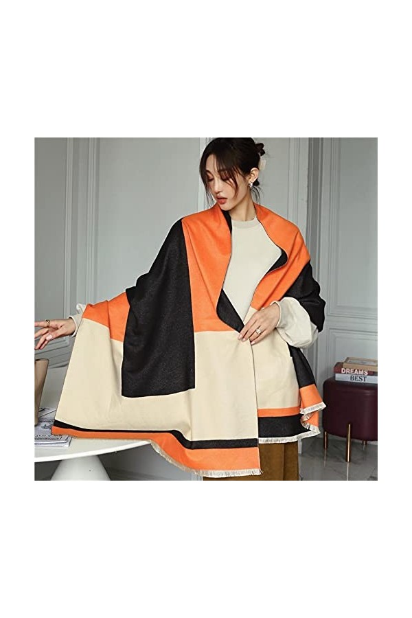 Bywenzai Foulard Conception Cachemire Hiver Écharpe Dame Pashmina Châles Enveloppes Couverture Épaisse Chaude&nbsp;&nbsp;&nbsp;Femme Double-