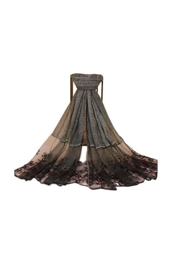 PacuM Mode plaine dentelle Hijab, printemps automne solide Wrap Pashmina écharpe Floral Patchwork coton châle écharpe écharpe