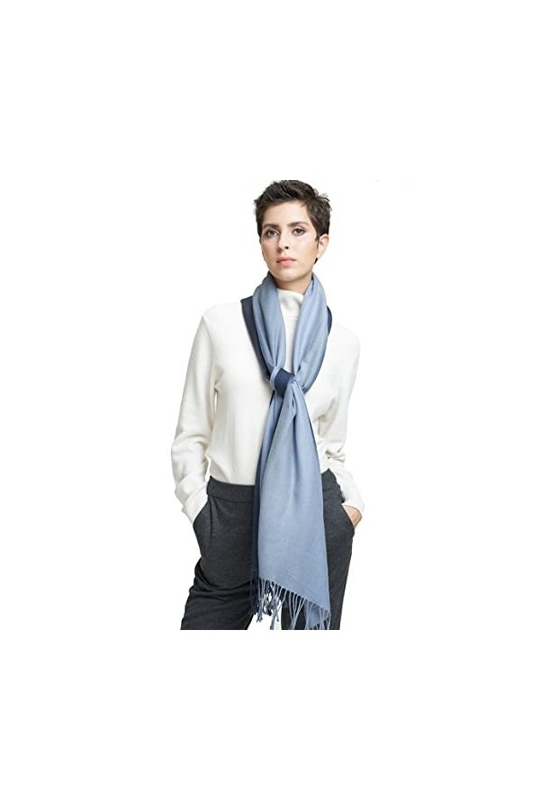 SEECOSY Châle et écharpe 100 % pure laine – Grande écharpe douce et chaude réversible double face, gris ardoise