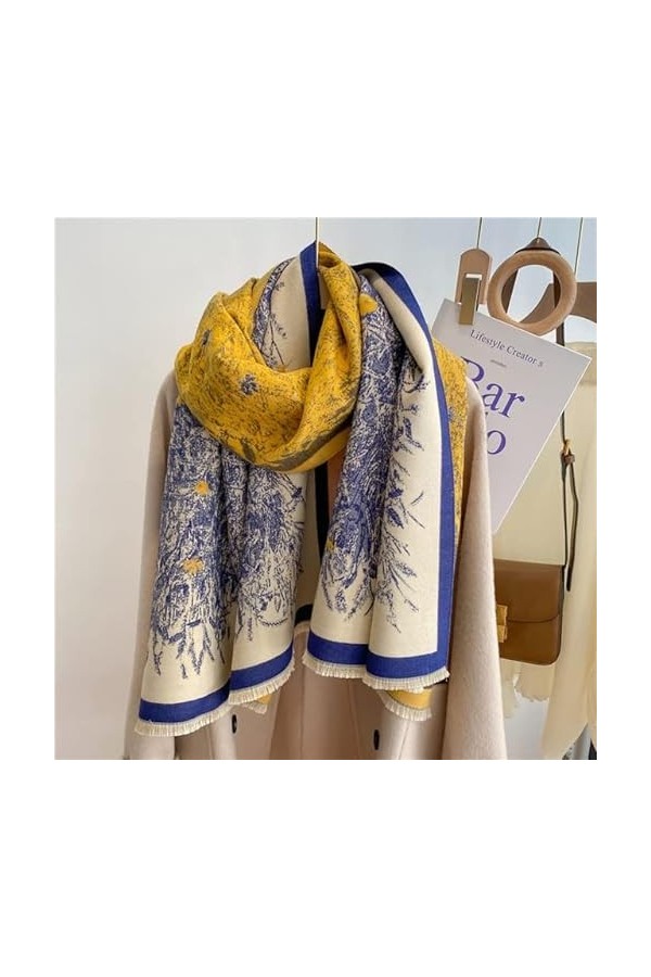 LvSenLin Automne Hiver Echarpe Femmes Pashmina Châles et enveloppes Couverture en Cachemire Étoles épaisses Chaudes pour Lady