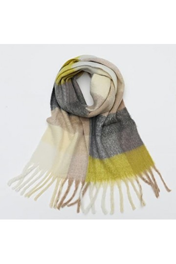 Echarpe Foulard Écharpe à Carreaux Fauche Hiver Pashmina Châles Châles Cachemire Épais Épaisse Dame Tassel Foulards Chauds Éc