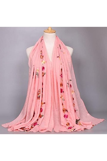 Bysonglezai Foulard Femme Echarpe Homme Châle Mode Femme Uni Beige Stitch Cashew Floral Viscose Châle Long Soft Wrap Neck Sno