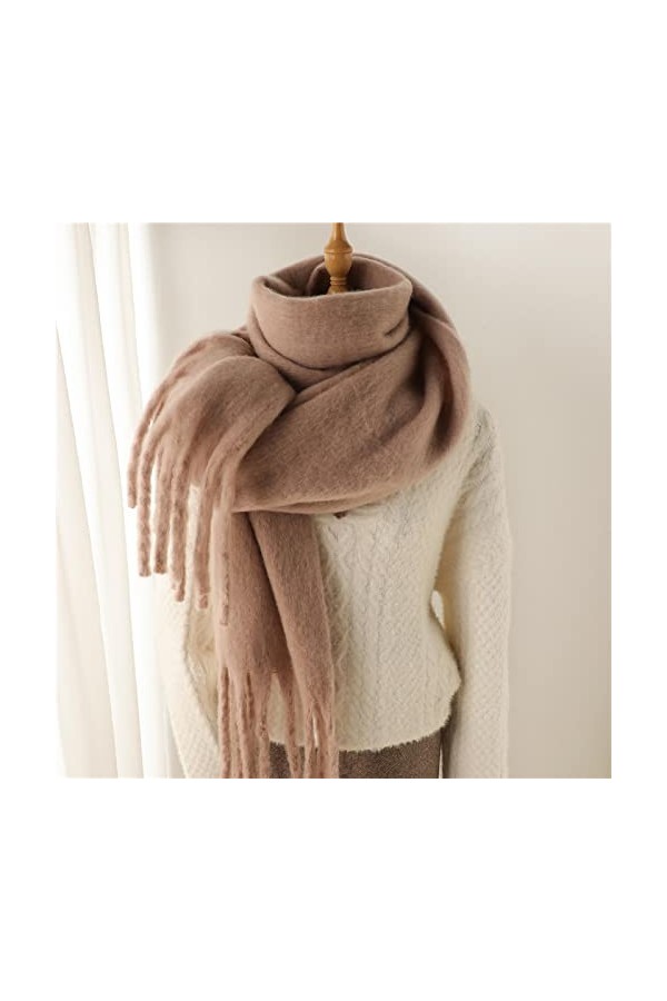 Bysonglezai Foulard épais Mode pour Femme Solid Winter Casual Shawl Wrap avec Pompon WT77-3