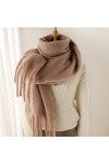 Bysonglezai Foulard épais Mode pour Femme Solid Winter Casual Shawl Wrap avec Pompon WT77-3