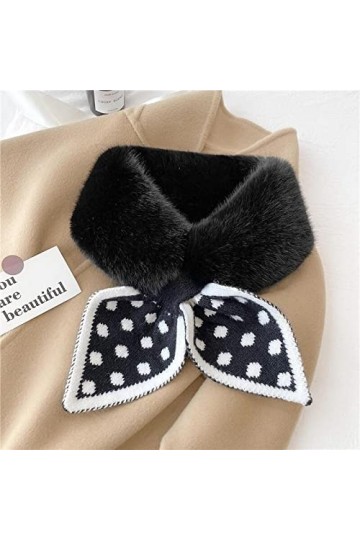 Bysonglezai Foulard Femme Echarpe Homme Châle Écharpe Chaude À Boucle Croisée en Tricot De Laine en Forme De Diamant Blackdot