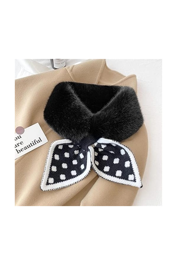 Bysonglezai Foulard Femme Echarpe Homme Châle Écharpe Chaude À Boucle Croisée en Tricot De Laine en Forme De Diamant Blackdot