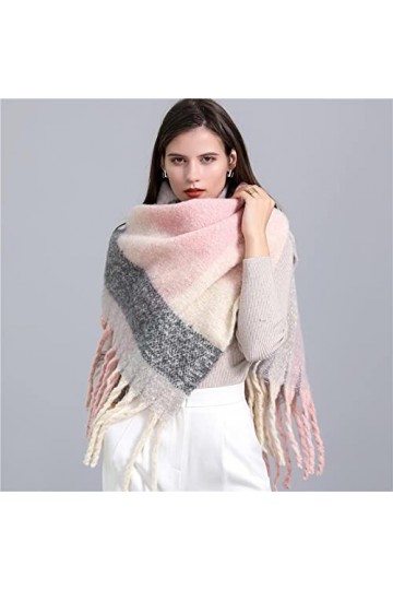Bysonglezai Imprimer épais Chaud Femmes Foulard Arc-en-Ciel Long Chaud Couverture d’Hiver Tassel Dames Châle Wraps WT58-9