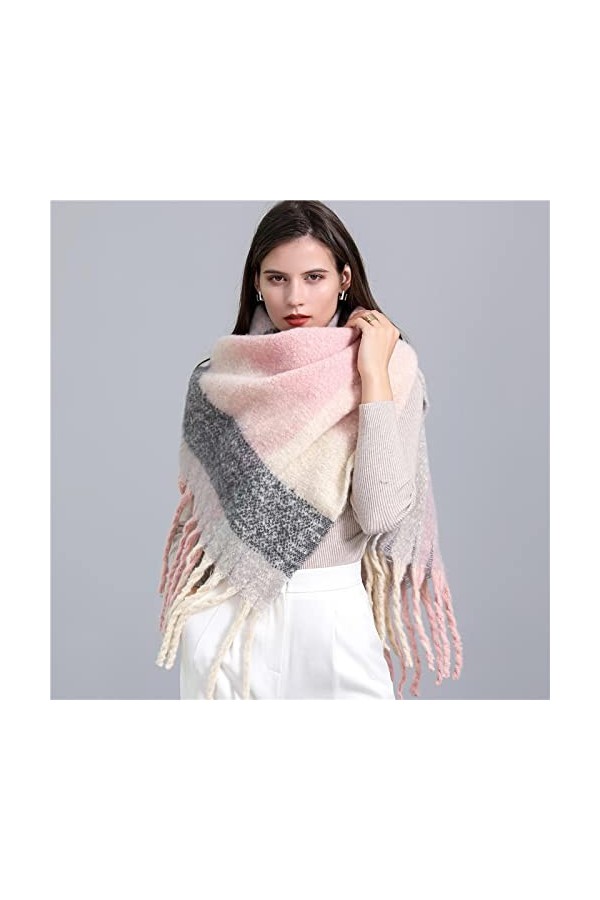 Bysonglezai Imprimer épais Chaud Femmes Foulard Arc-en-Ciel Long Chaud Couverture d’Hiver Tassel Dames Châle Wraps WT58-9