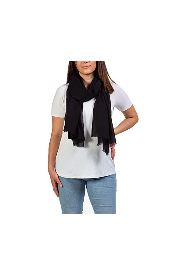 Rinto Châle pashmina en tissu doux 100 % coton pour femme, couleurs unies, pour robe de mariage, robe de soirée, couverture, 
