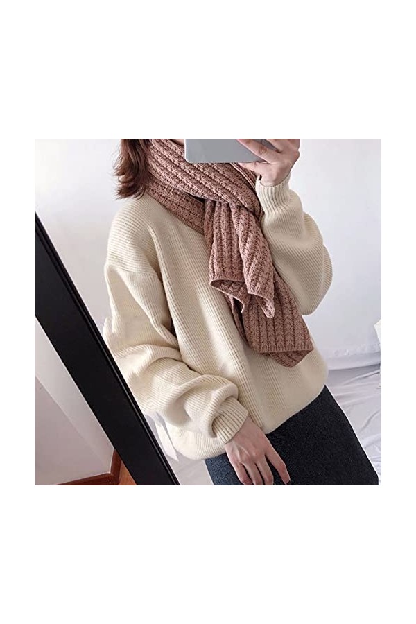 SATUSA Écharpe dhiver en cachemire doux pour femme signée écharpe en laine noire chaude Pashmina châle élégant grande écharp