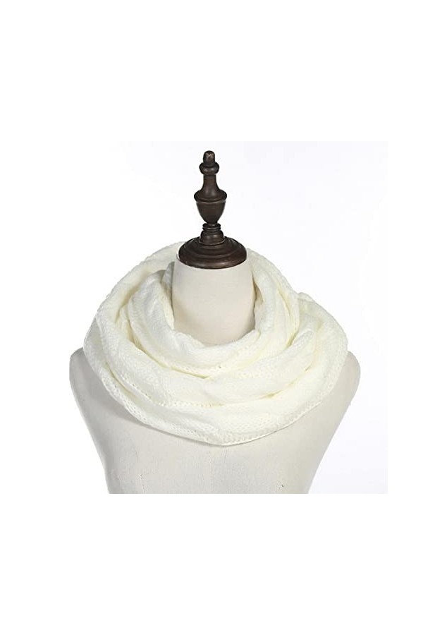 SERUMY Écharpes Tricotées Nouvelles Femmes Couleurs De Couleur Un Câble en Laine De Tricot De Snood Infiniment Écharpe Hivern