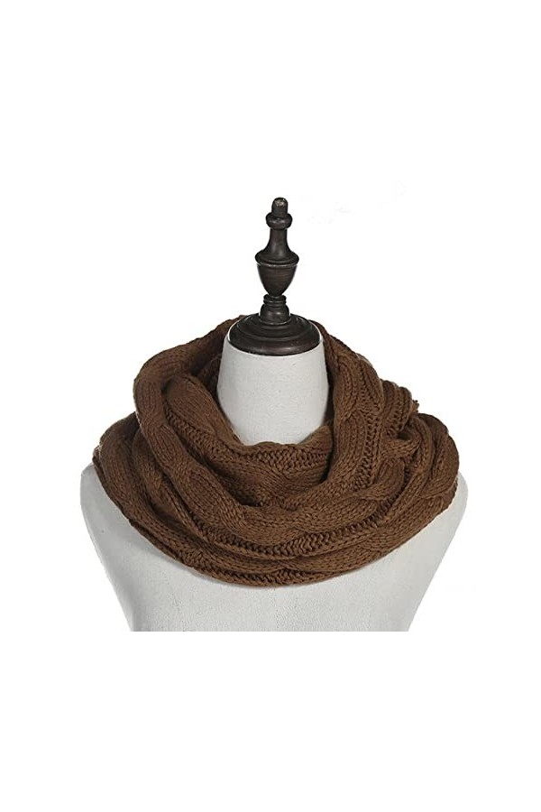 SERUMY Écharpes Tricotées Nouvelles Femmes Couleurs De Couleur Un Câble en Laine De Tricot De Snood Infiniment Écharpe Hivern